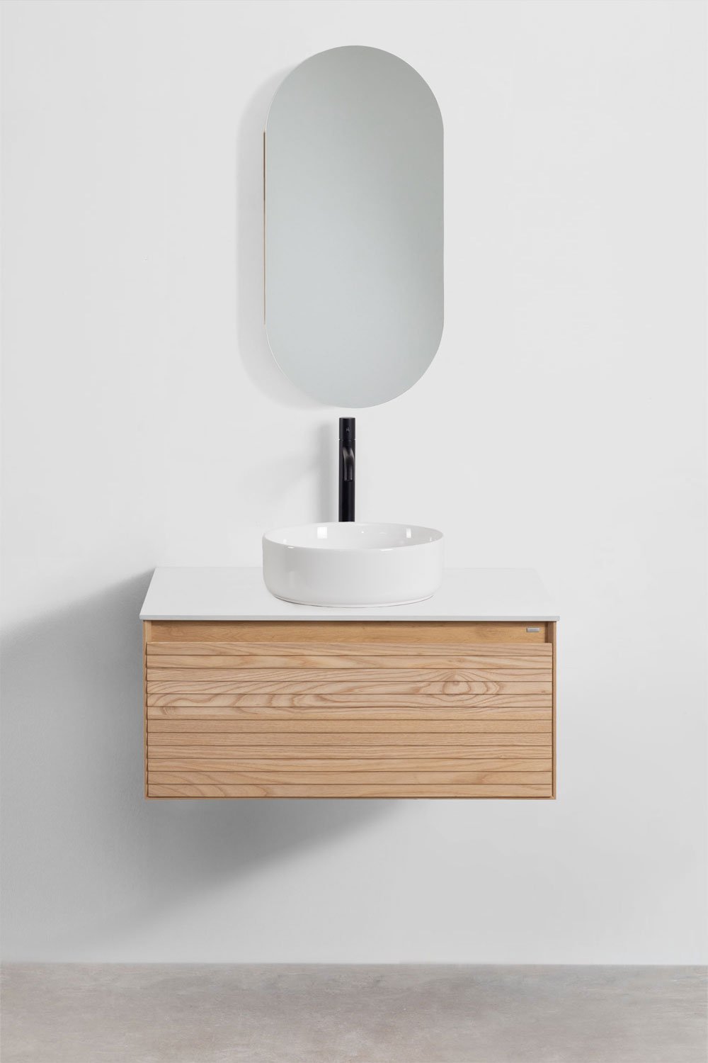 Tedrik suspended bathroom furniture set in ash wood, gallery image 2