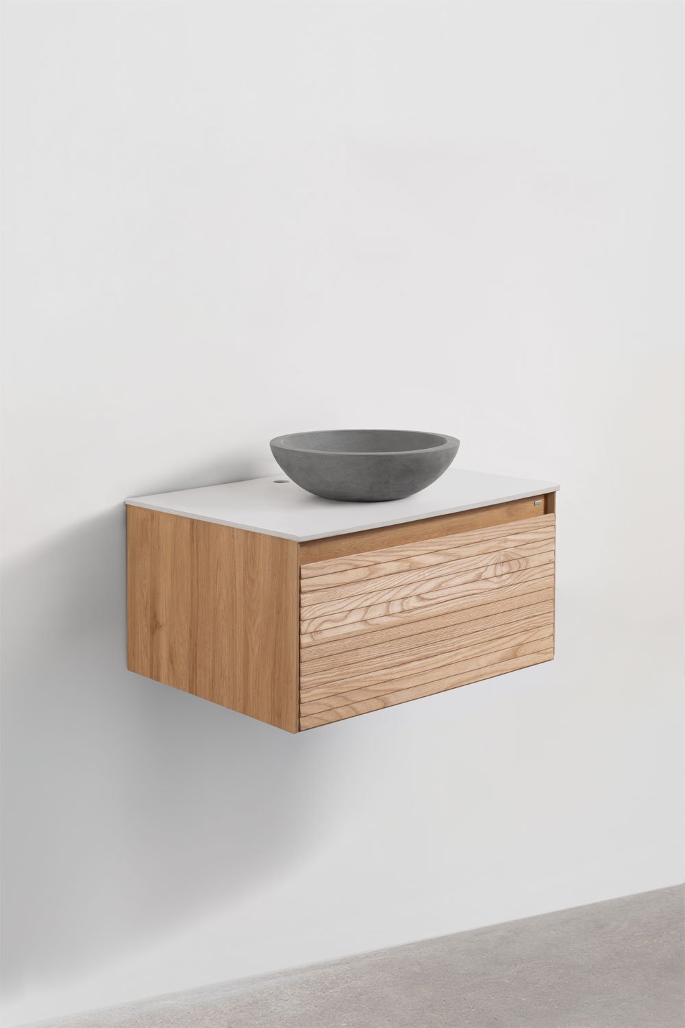 Tedrik suspended bathroom furniture set in ash wood, gallery image 3