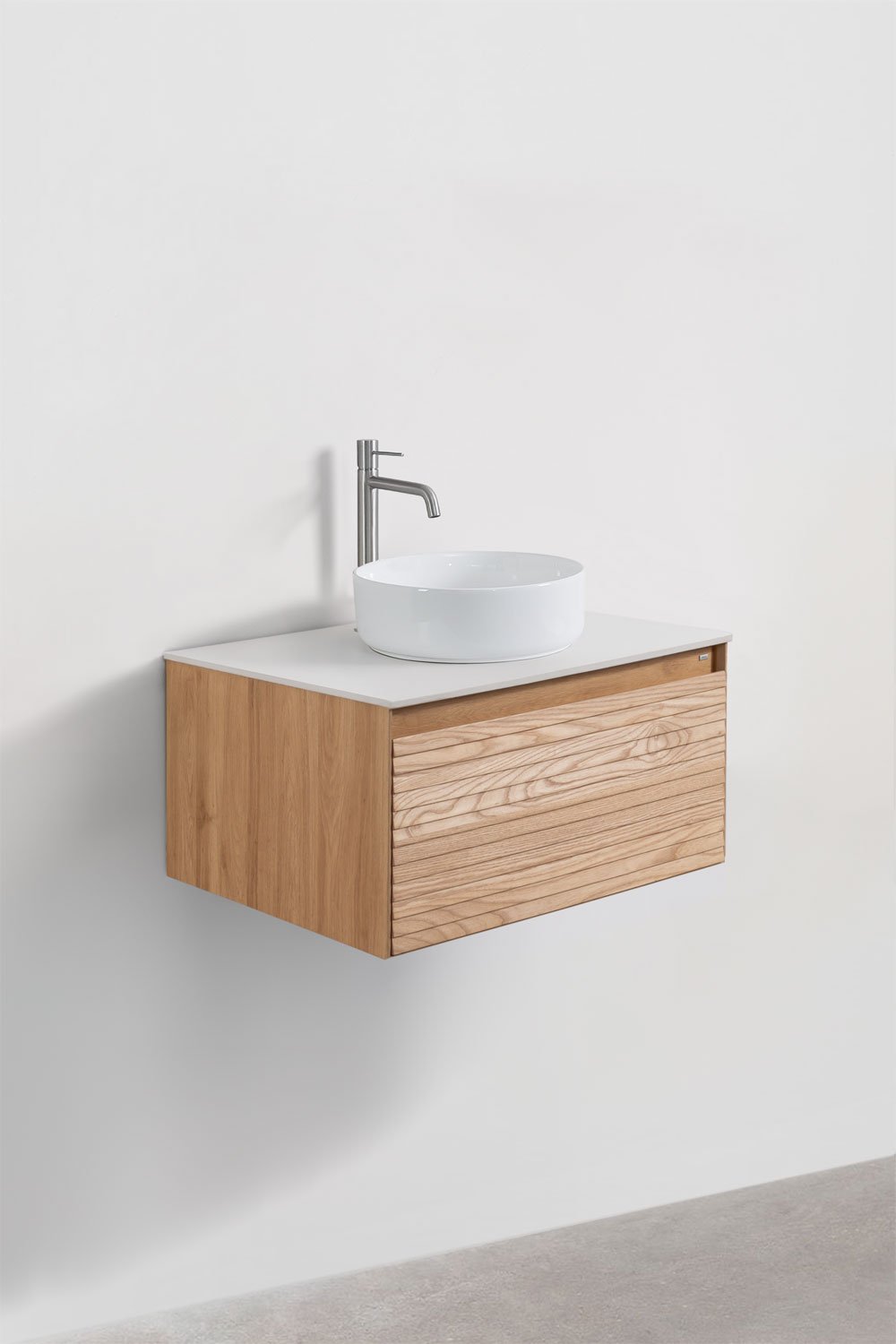 Tedrik suspended bathroom furniture set in ash wood, gallery image 3