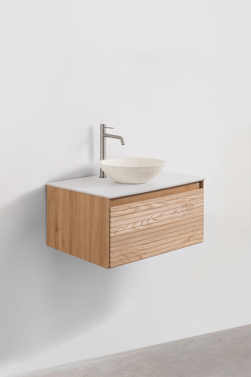 Tedrik suspended bathroom furniture set in ash wood, gallery image 3
