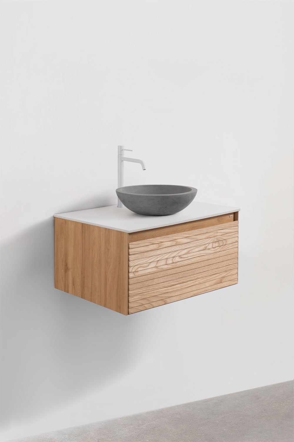 Tedrik suspended bathroom furniture set in ash wood, gallery image 3