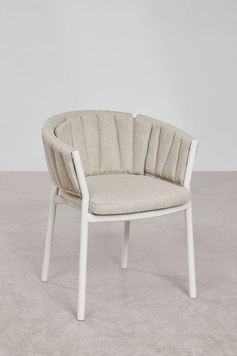 4-piece dining chair set with armrests in aluminum and fabric Roderise