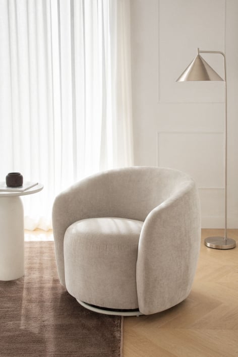 Mieres chenille swivel chair - Sand Grey