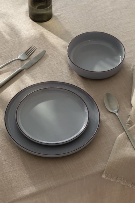 12-piece stoneware dinnerware set Ronilena - Dolphin Grey 