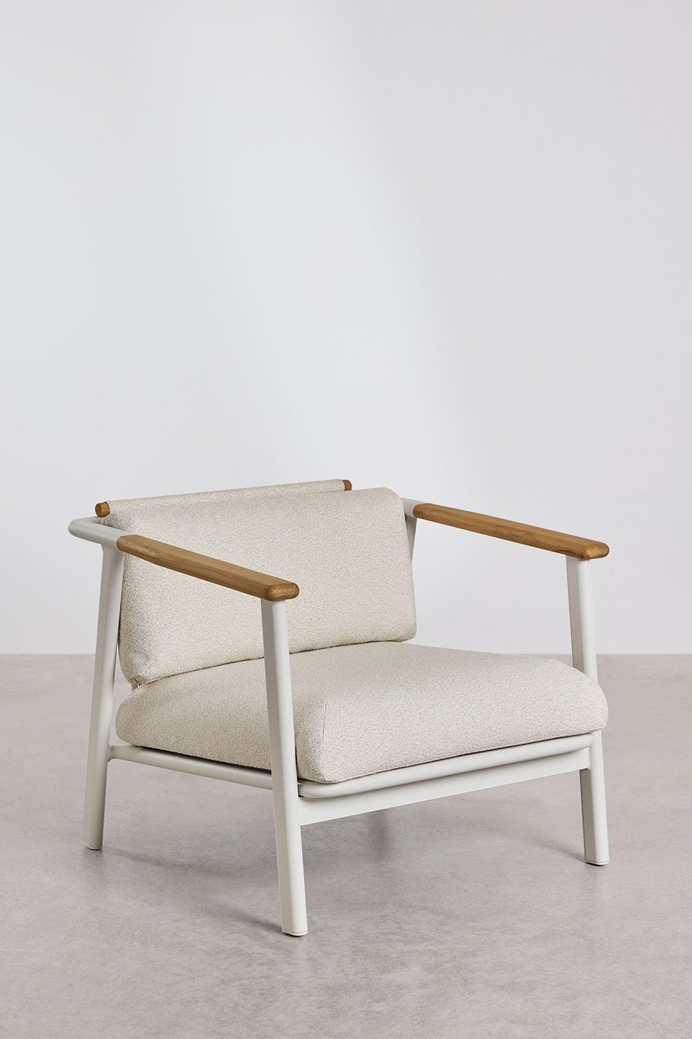 Yervin armchair in aluminium and bouclé fabric, gallery image 1