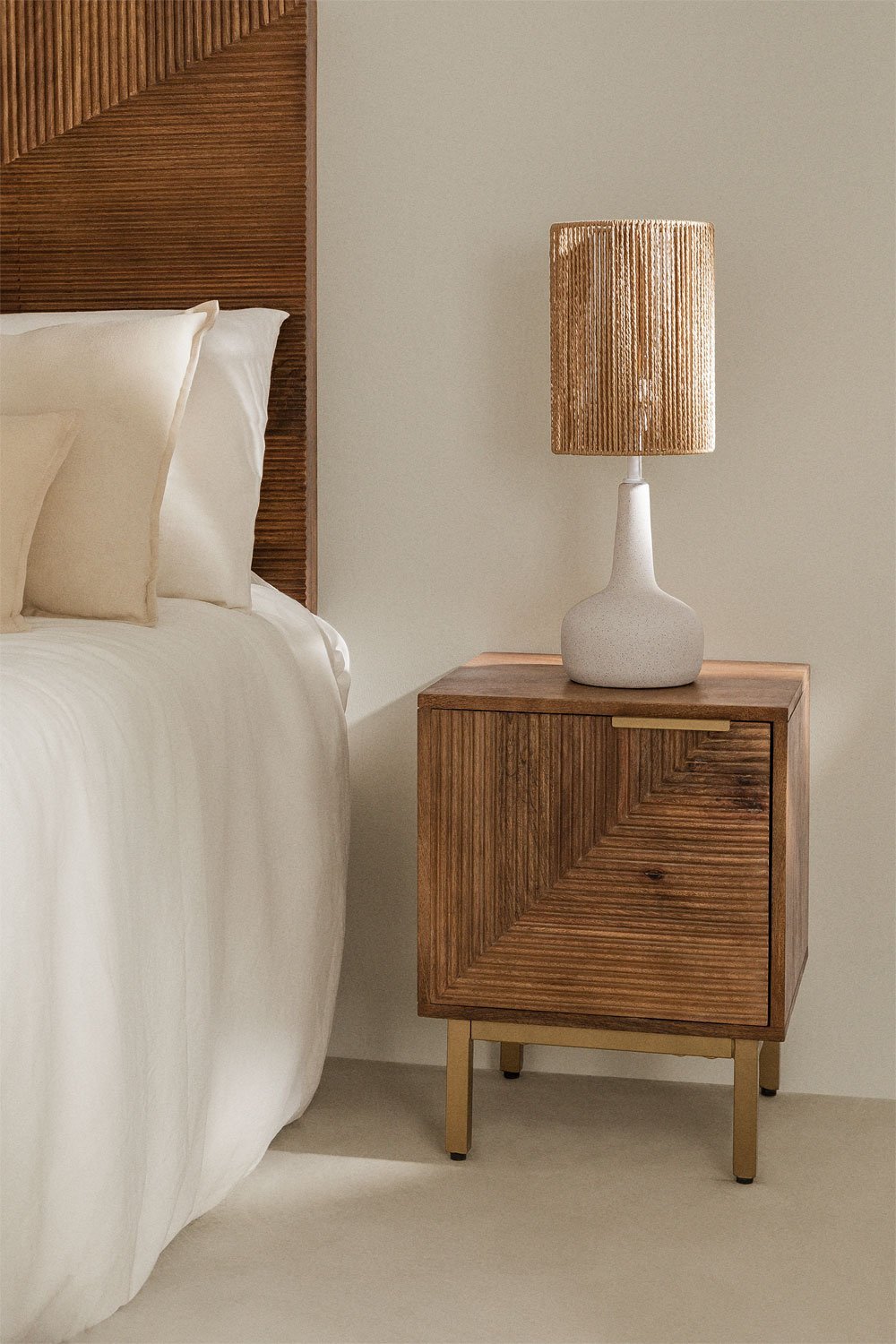 Baty mango wood bedside table set of 2, gallery image 1