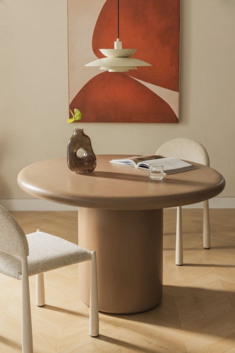 [*] Namara round cement dining table