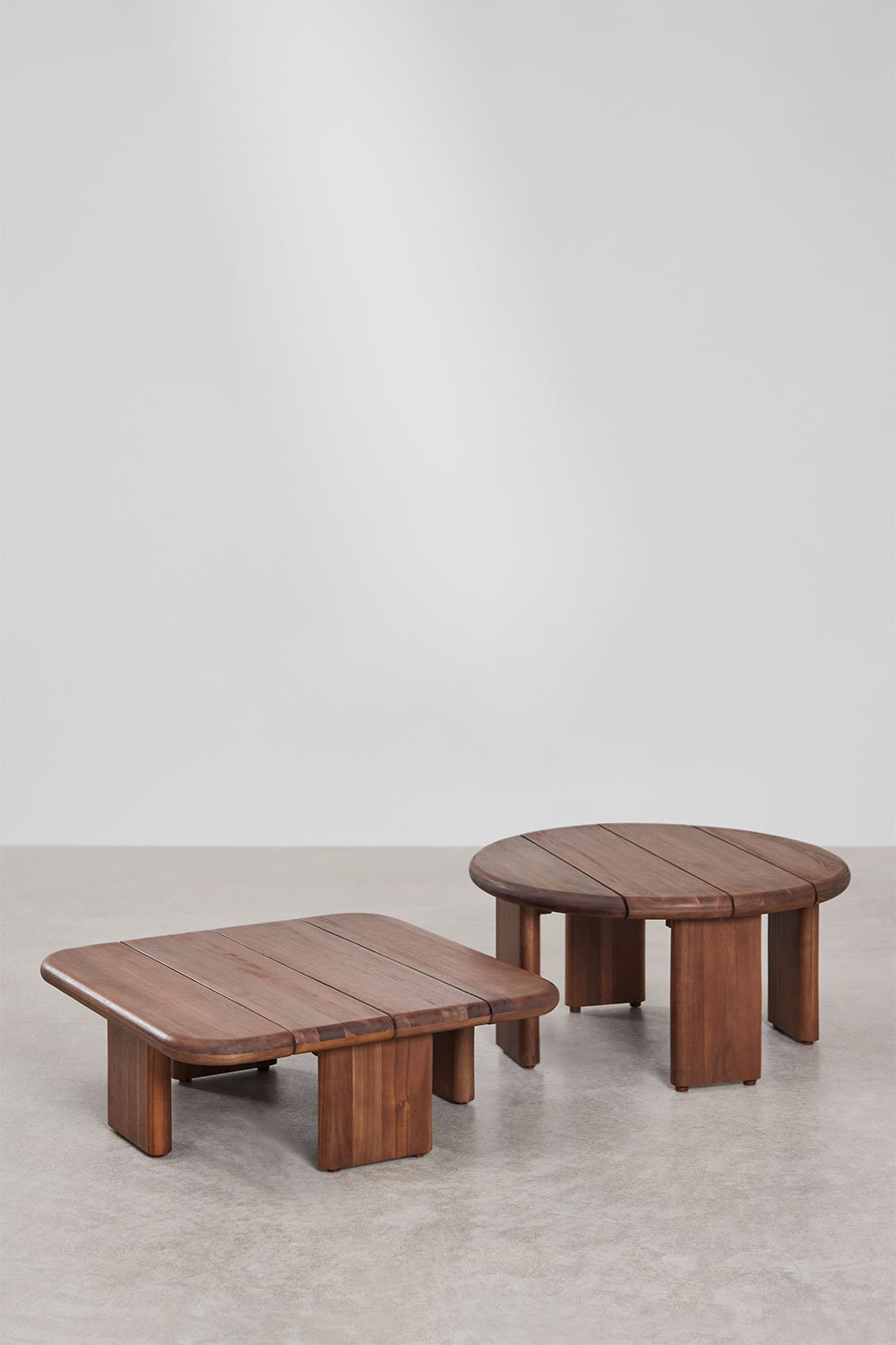 Set of 2 Famara acacia wood garden coffee tables, gallery image 1