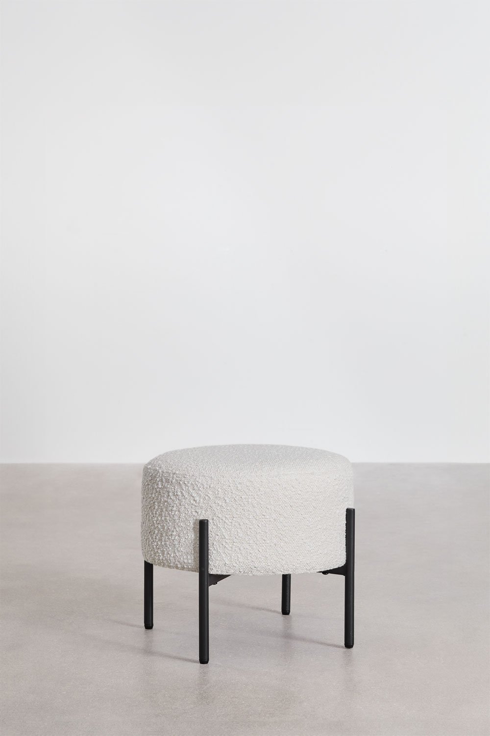 Low stool in bouclé fabric Anisa, gallery image 1