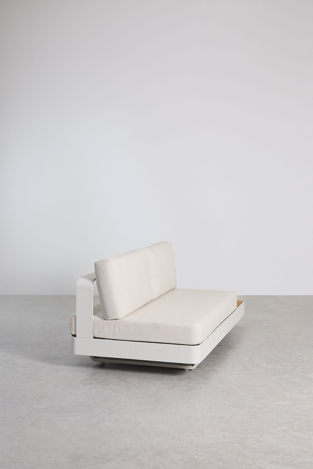 Yarilo modular 2-seater sofa in aluminium with right side table in teak wood, gallery image 3