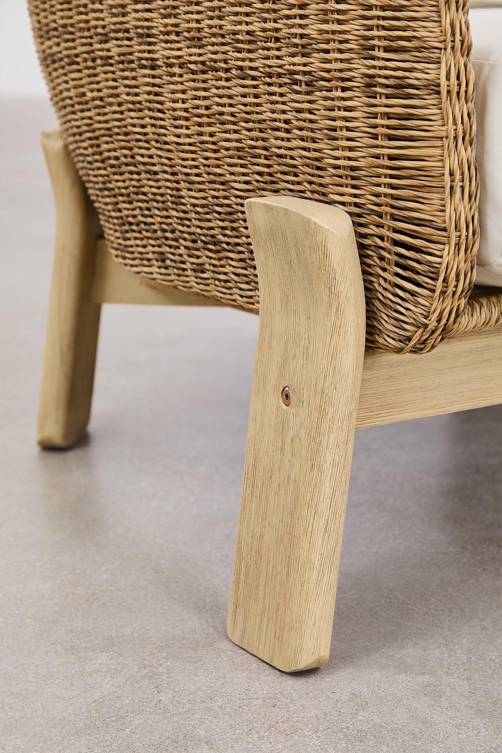 Pack of 2 Leilan armchairs in acacia wood and synthetic rattan, gallery image 6