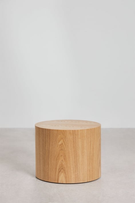 Lily round side table in MDF and ash veneer (Ø50 cm) - NATURAL