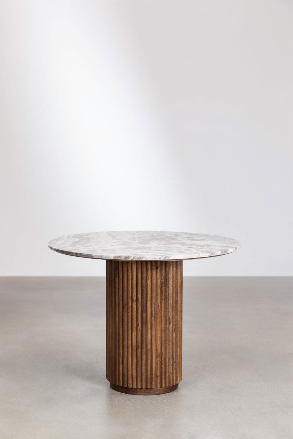 Giselda round dining table in natural stone and mango wood, gallery image 2