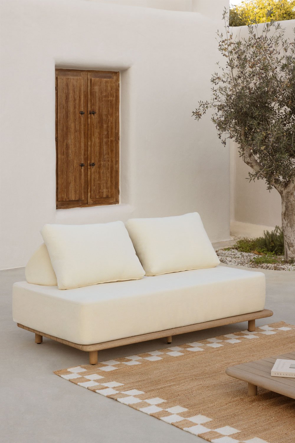 2-seater garden sofa in acacia wood Portet, gallery image 1