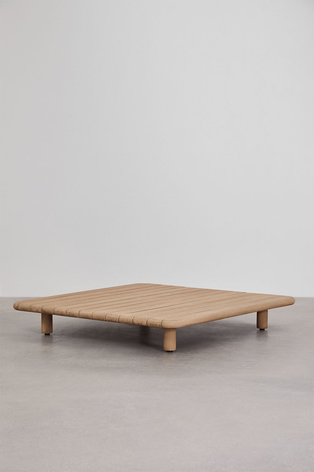 Square garden coffee table 90x90 cm in acacia wood Portet, gallery image 2