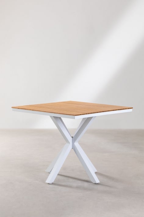 Square garden table 90x90 cm in eucalyptus wood and aluminum Archer - Grey Graphite