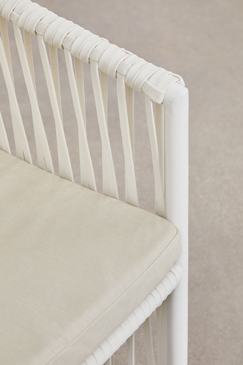 Dining chair with armrests in aluminium and braided rope Sophie, gallery image 5