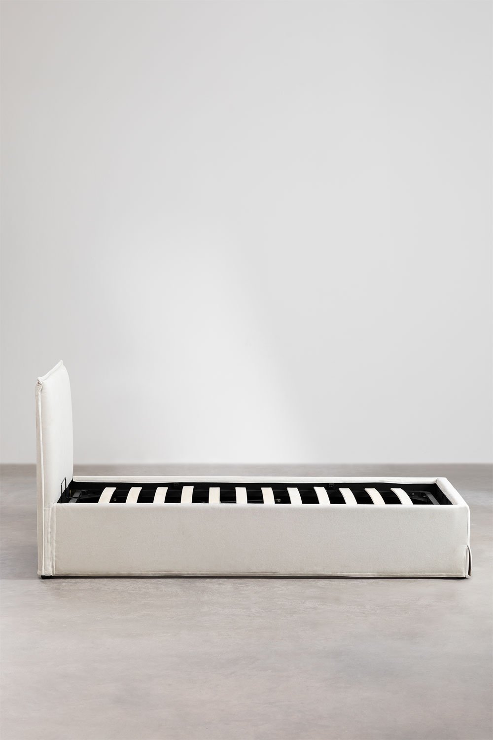 Upholstered bed with lift-up storage base Lorea, gallery image 3