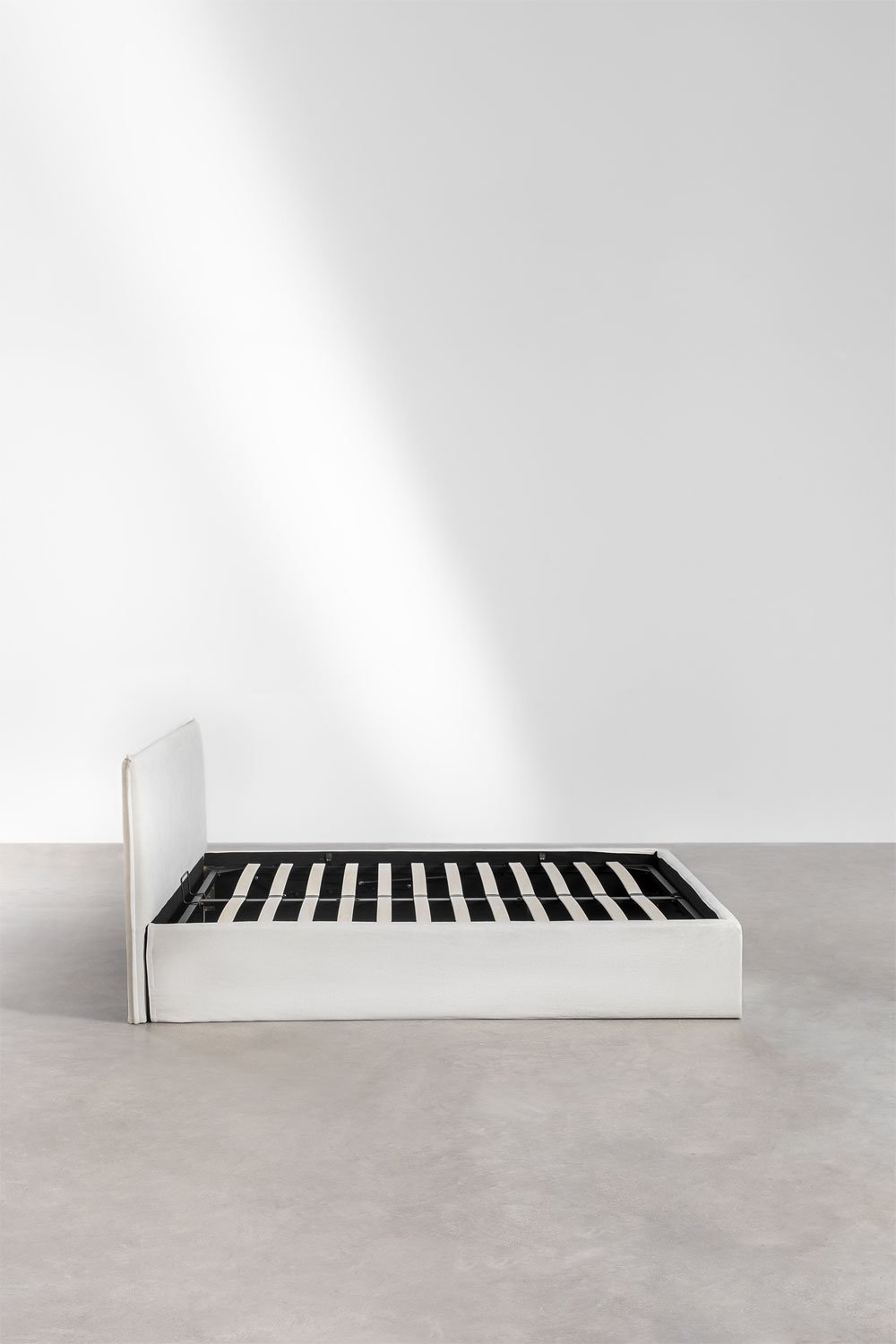 Upholstered bed with lift-up storage base Lorea, gallery image 4