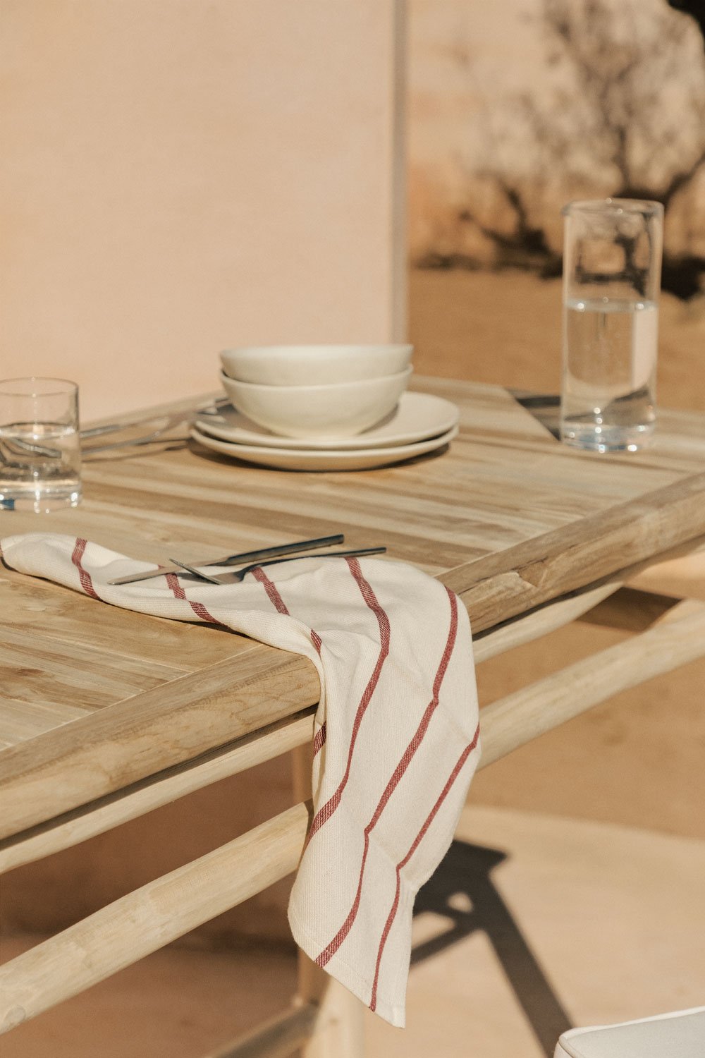 Rectangular high garden table 135x65cm in teak wood Narel, gallery image 2