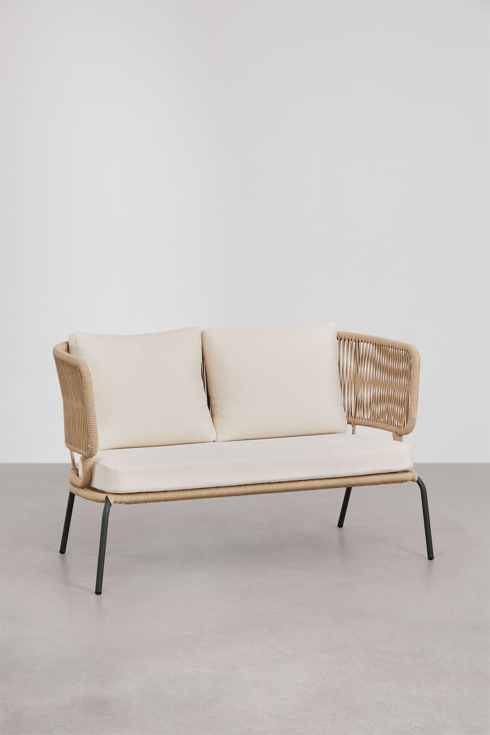 2-seater sofa in iron and braided rope Calipso, gallery image 1