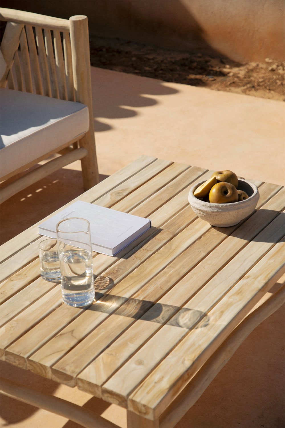 Rectangular garden coffee table 120x80 cm in teak wood Narel, gallery image 2