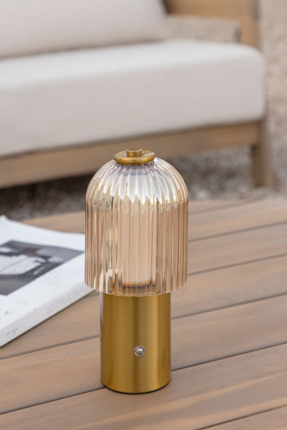 Neristan wireless outdoor LED table lamp in iron and glass, gallery image 1