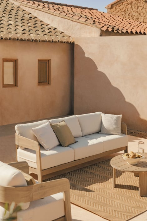 Garden set with 3-seater sofa and coffee table in Uleno acacia wood