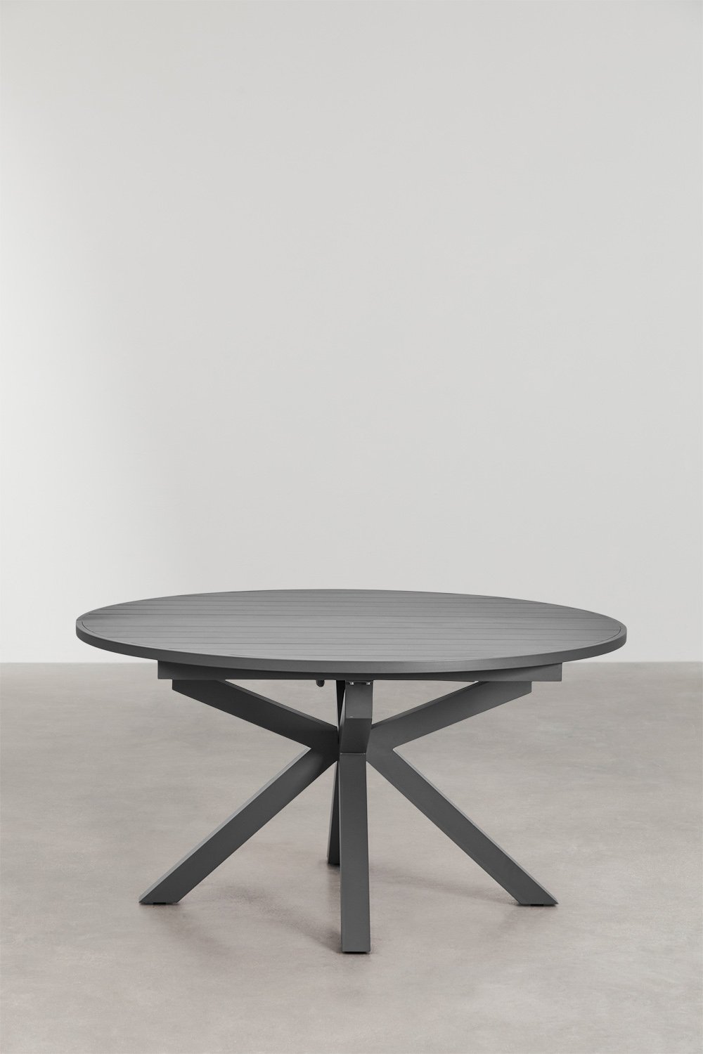 Barces extendable table set 145-200x145 cm and 6 stackable garden chairs with armrests in aluminum Karena, gallery image 2