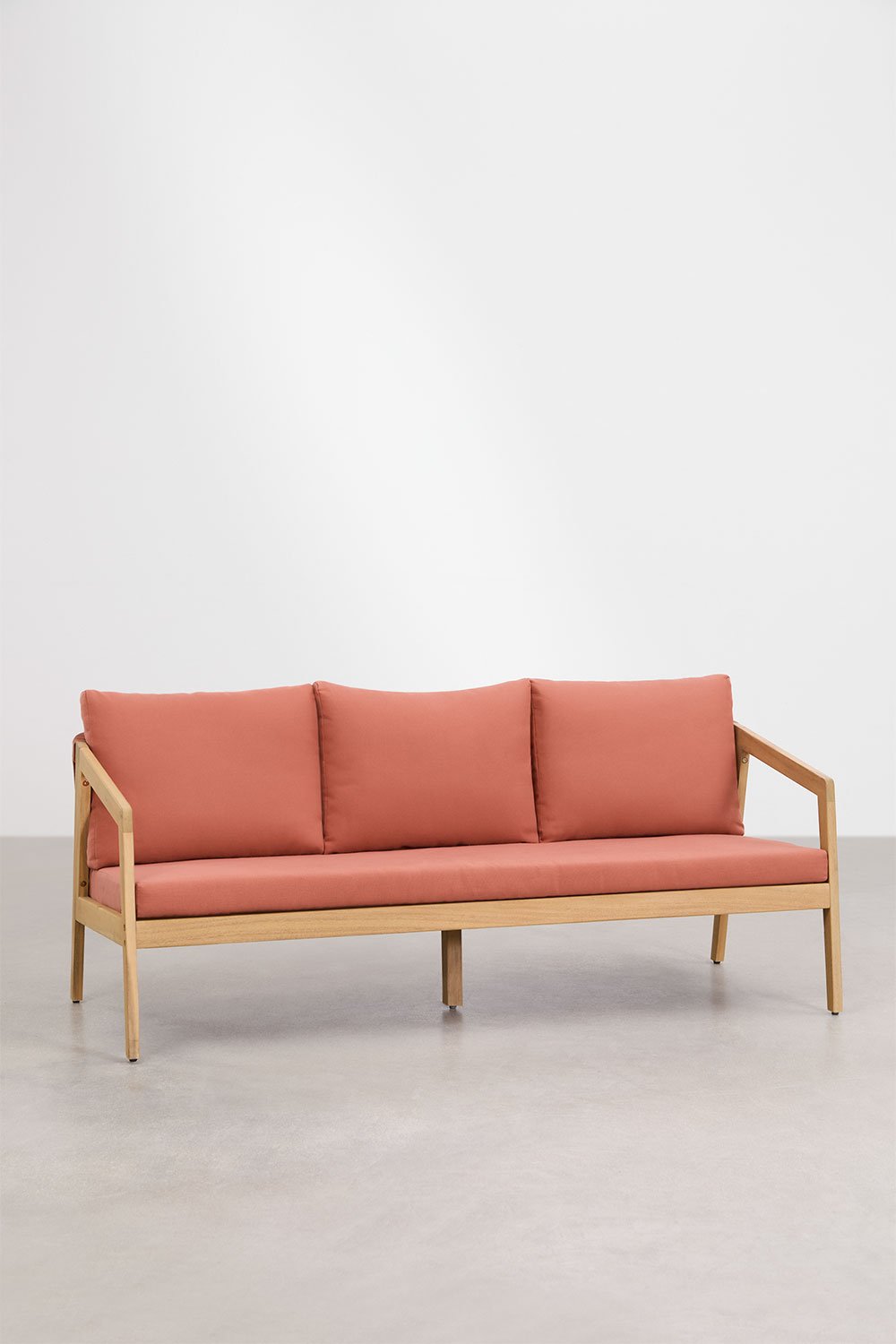 3-seater garden sofa in acacia wood and braided rope Kaela, gallery image 1