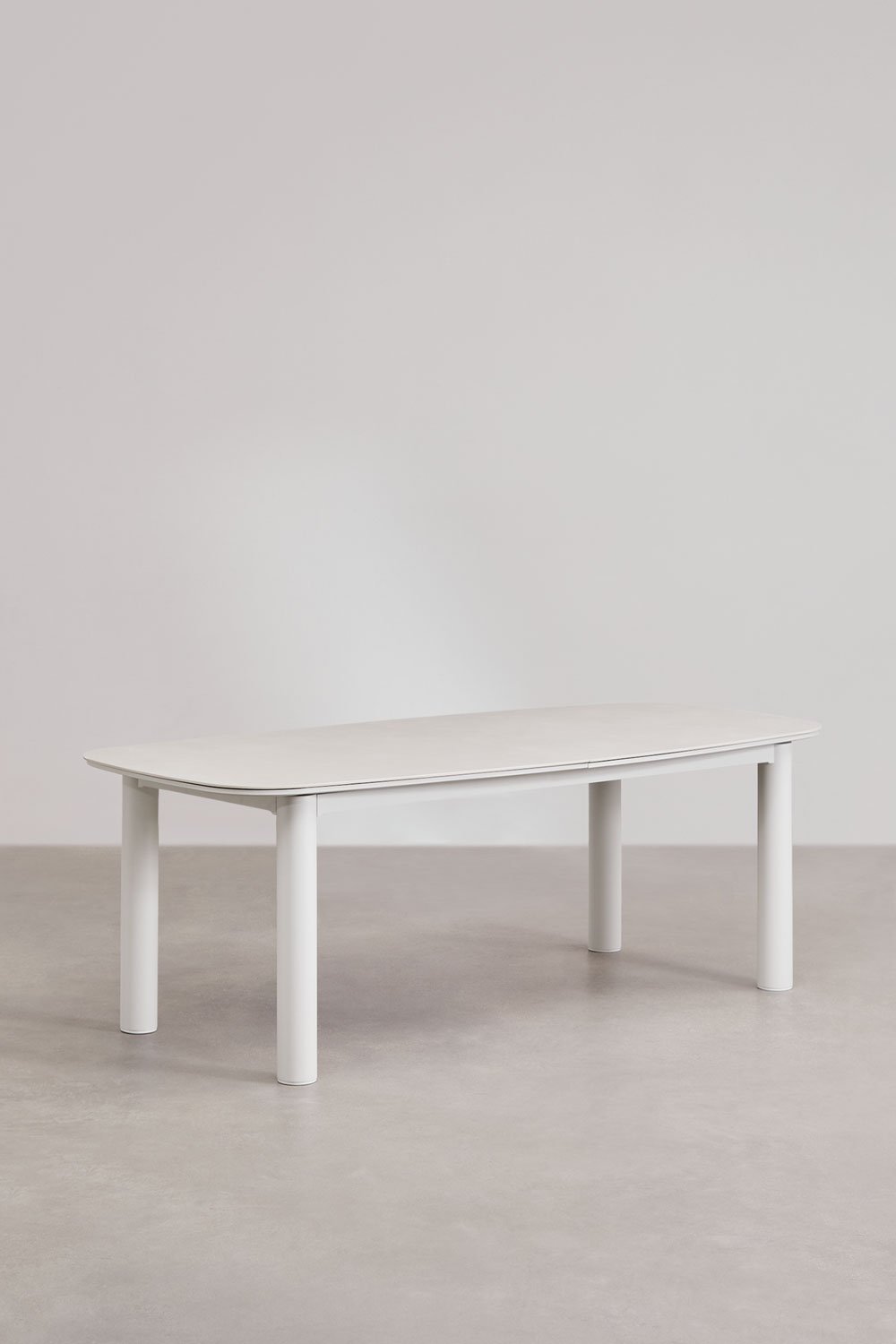 Extendable rectangular dining table 220-280x100 cm in ceramic and aluminium Zinti, gallery image 1