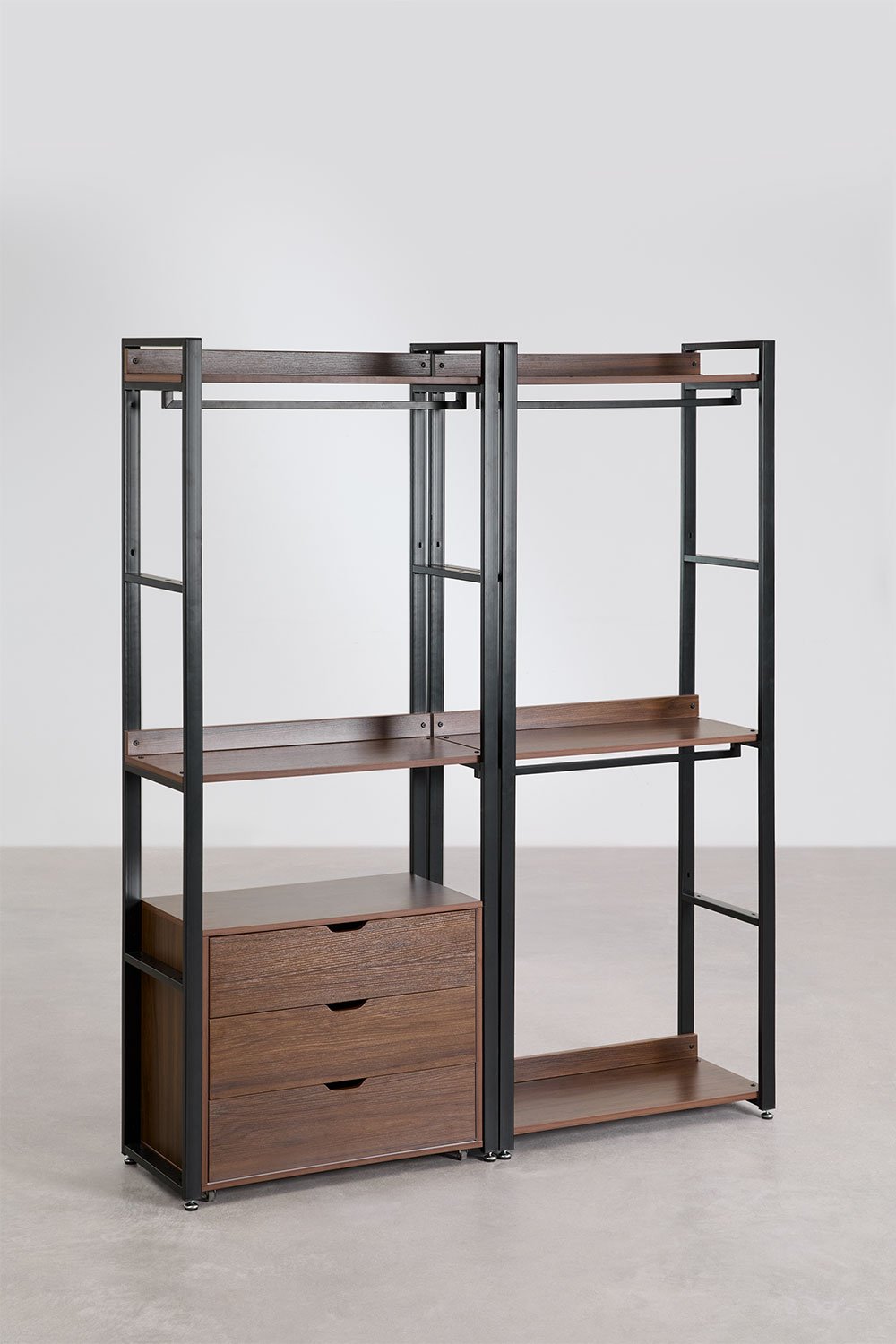 2-piece open modular wardrobe with steel and MDF drawers Ariaster, gallery image 2