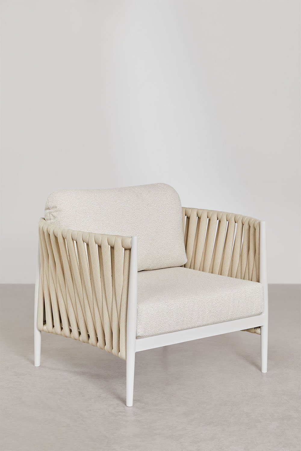 Armchair in aluminium and Sereilen bouclé fabric, gallery image 1