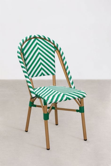 Pack of 2 stackable dining chairs in synthetic wicker Kalian Bistro