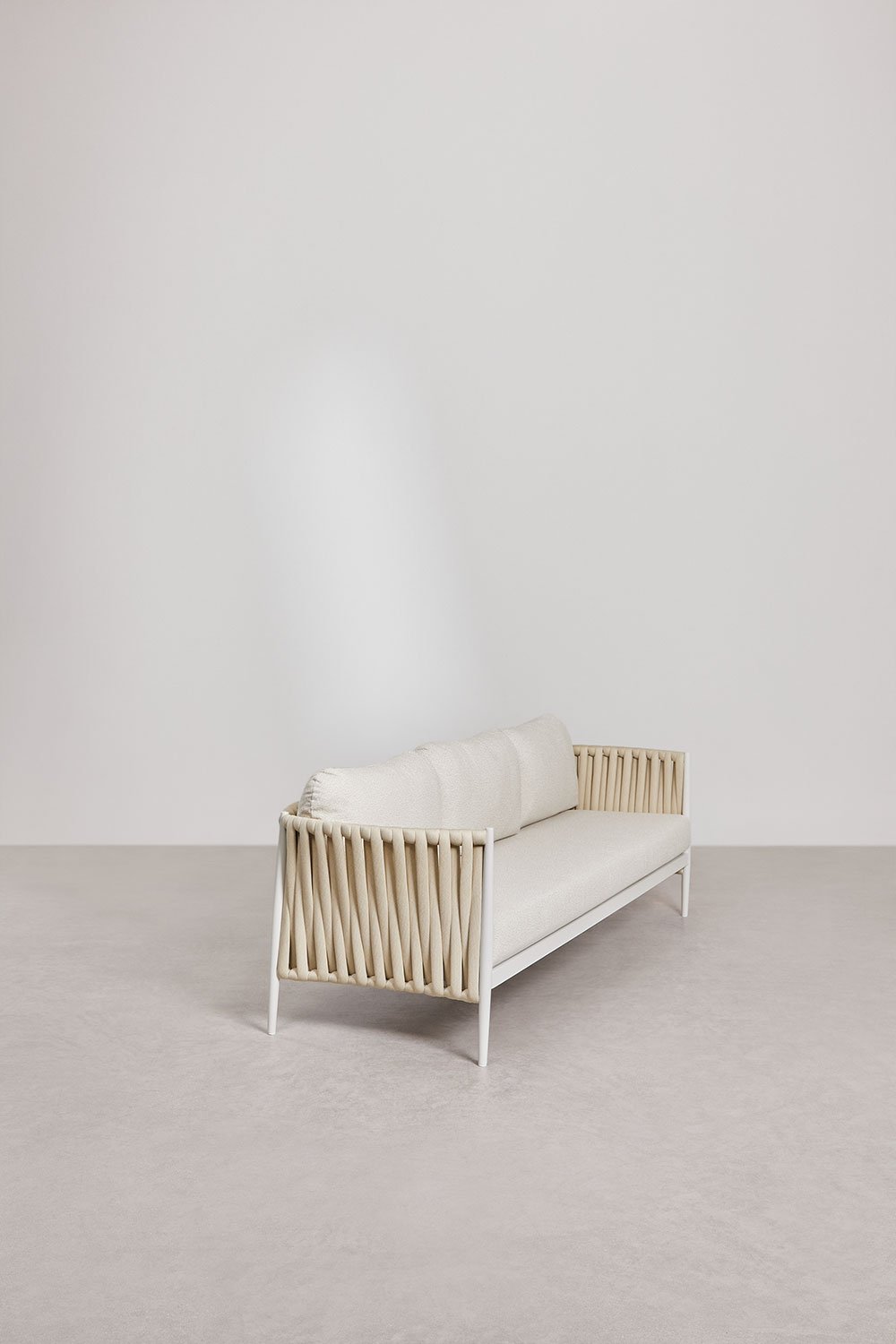 3-seater garden sofa in aluminium and Sereilen bouclé fabric, gallery image 4