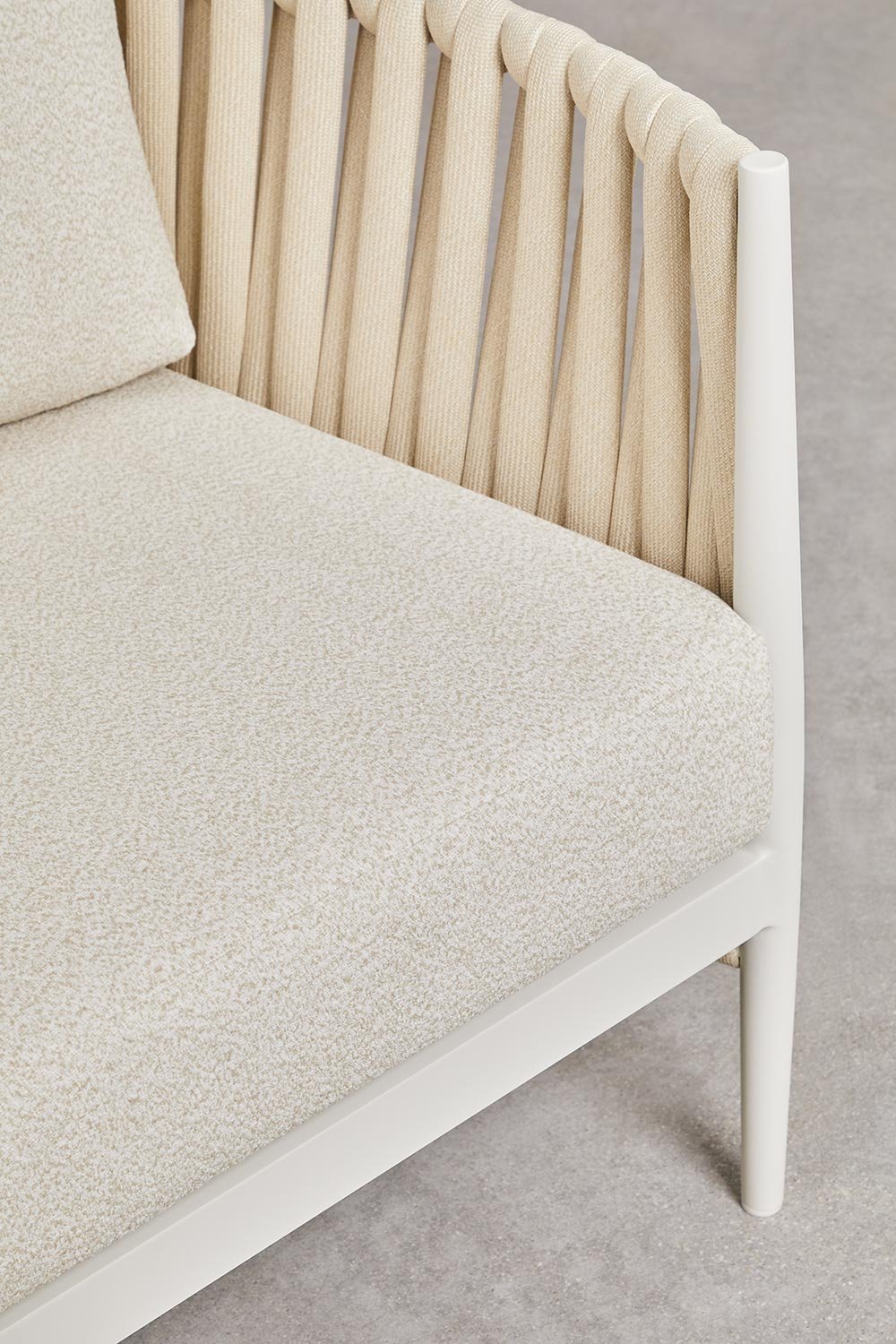 3-seater garden sofa in aluminium and Sereilen bouclé fabric, gallery image 7