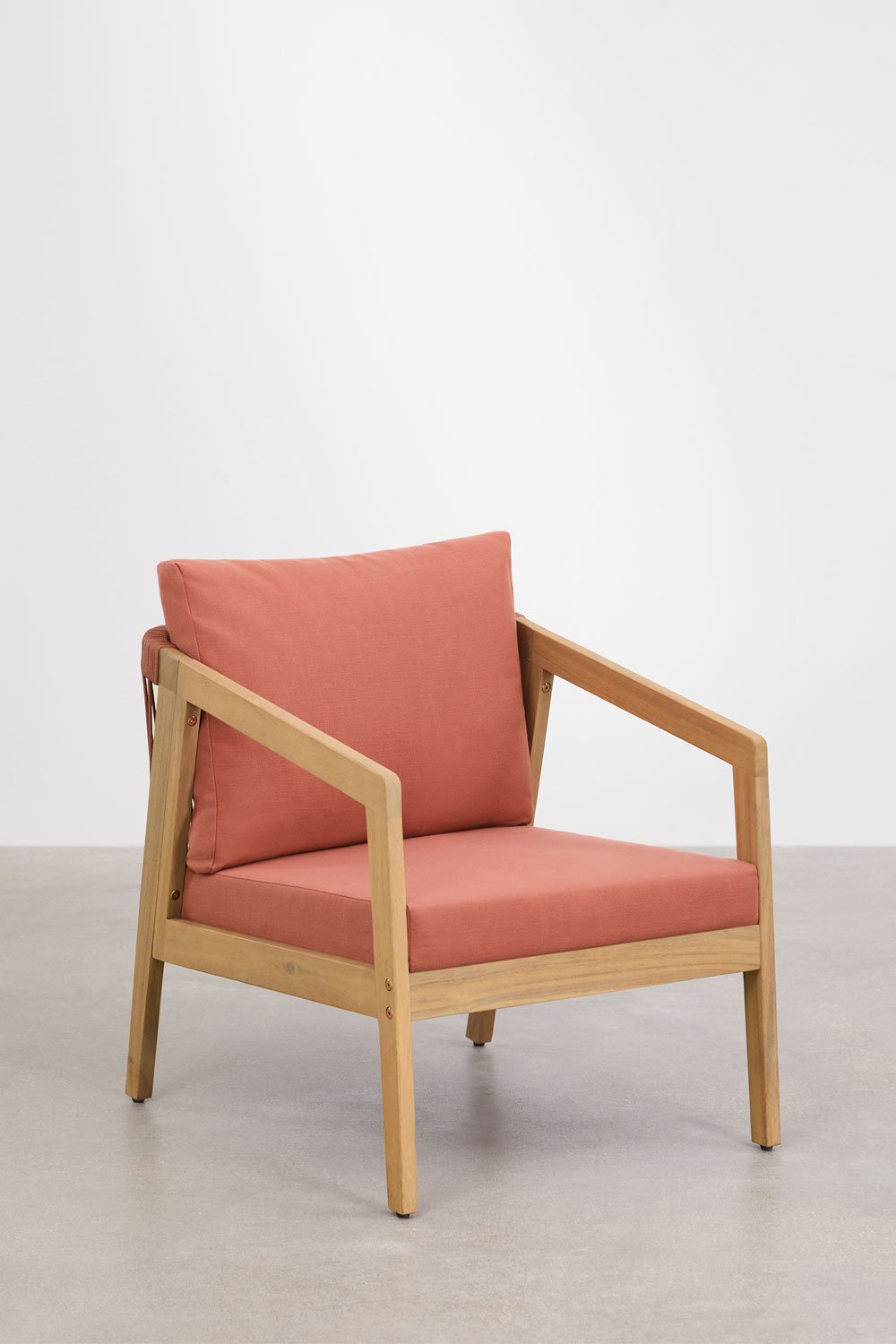 Kaela garden chair in acacia wood and braided rope, gallery image 1