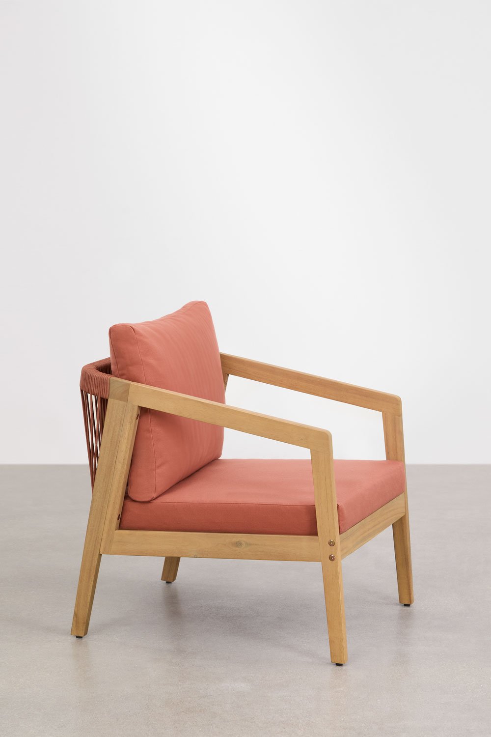 Kaela garden chair in acacia wood and braided rope, gallery image 2