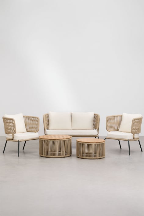 5-piece living room set with 2-seater sofa, 2 armchairs, and 2 coffee tables Calipso