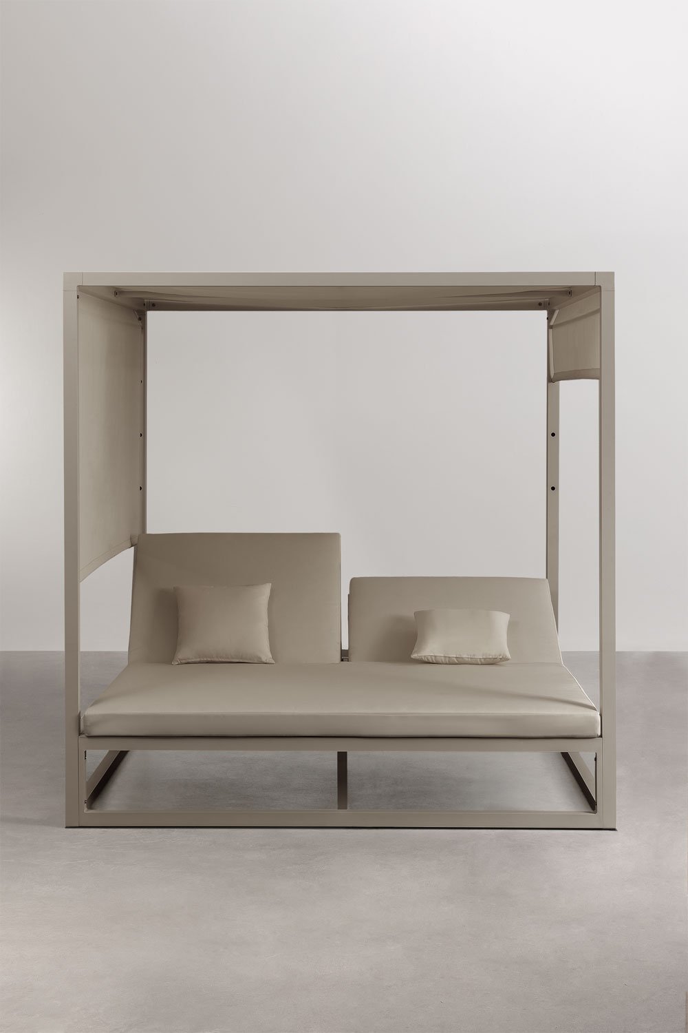 Reclining Balinese bed in aluminum and Nasau fabric, gallery image 6