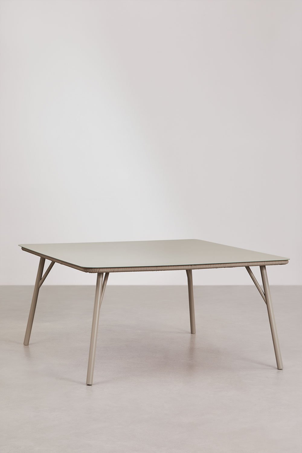 Square dining table in glass and aluminium 150x150 cm Sophie, gallery image 1