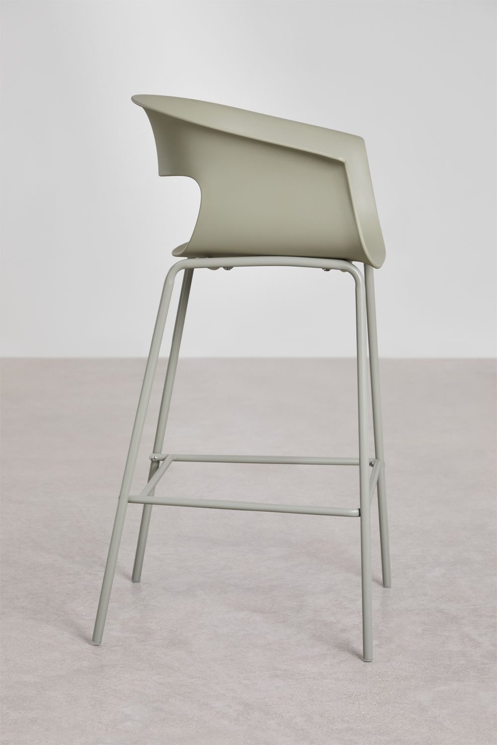 High stool 75 cm in polypropylene and sage green iron Alanys, gallery image 2