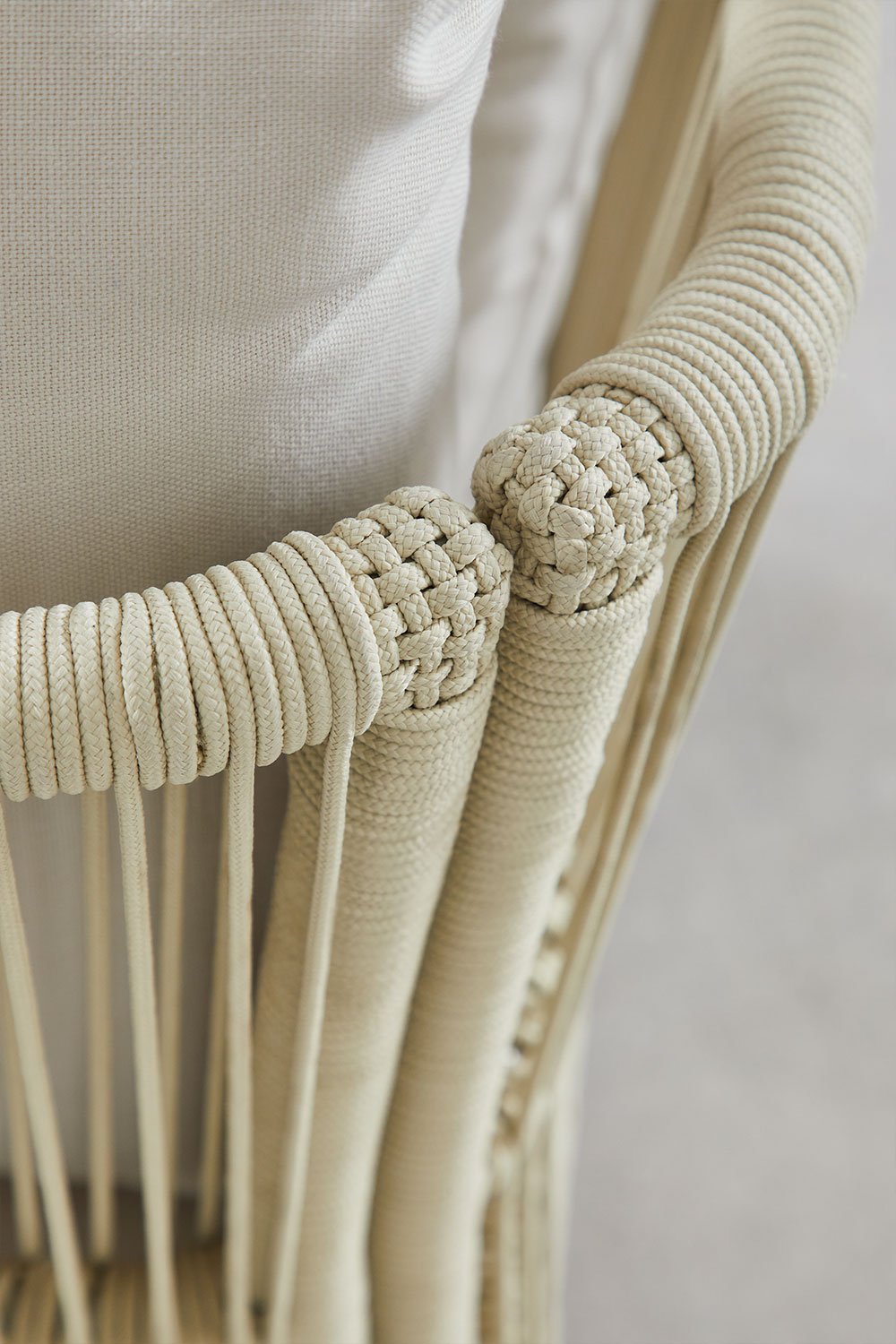 Dailin braided rope and acacia wood corner module for modular sofa, gallery image 6