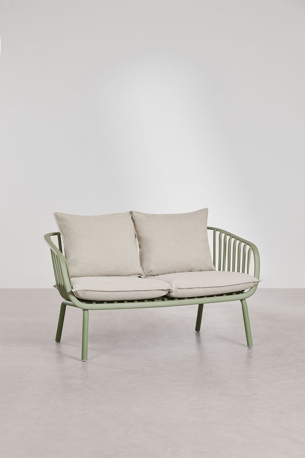 Garden set with a 2-seater sofa, 2 armchairs, and 2 coffee tables in iron and Aradina polypropylene., gallery image 3