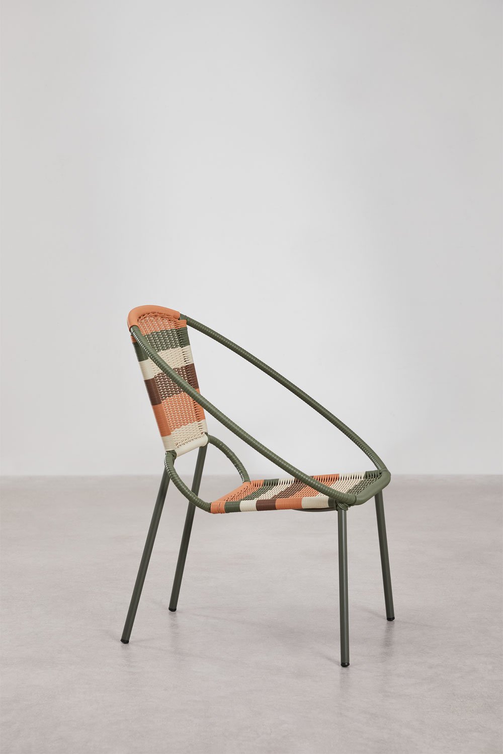 Stackable chair in steel and synthetic wicker Texas, gallery image 2