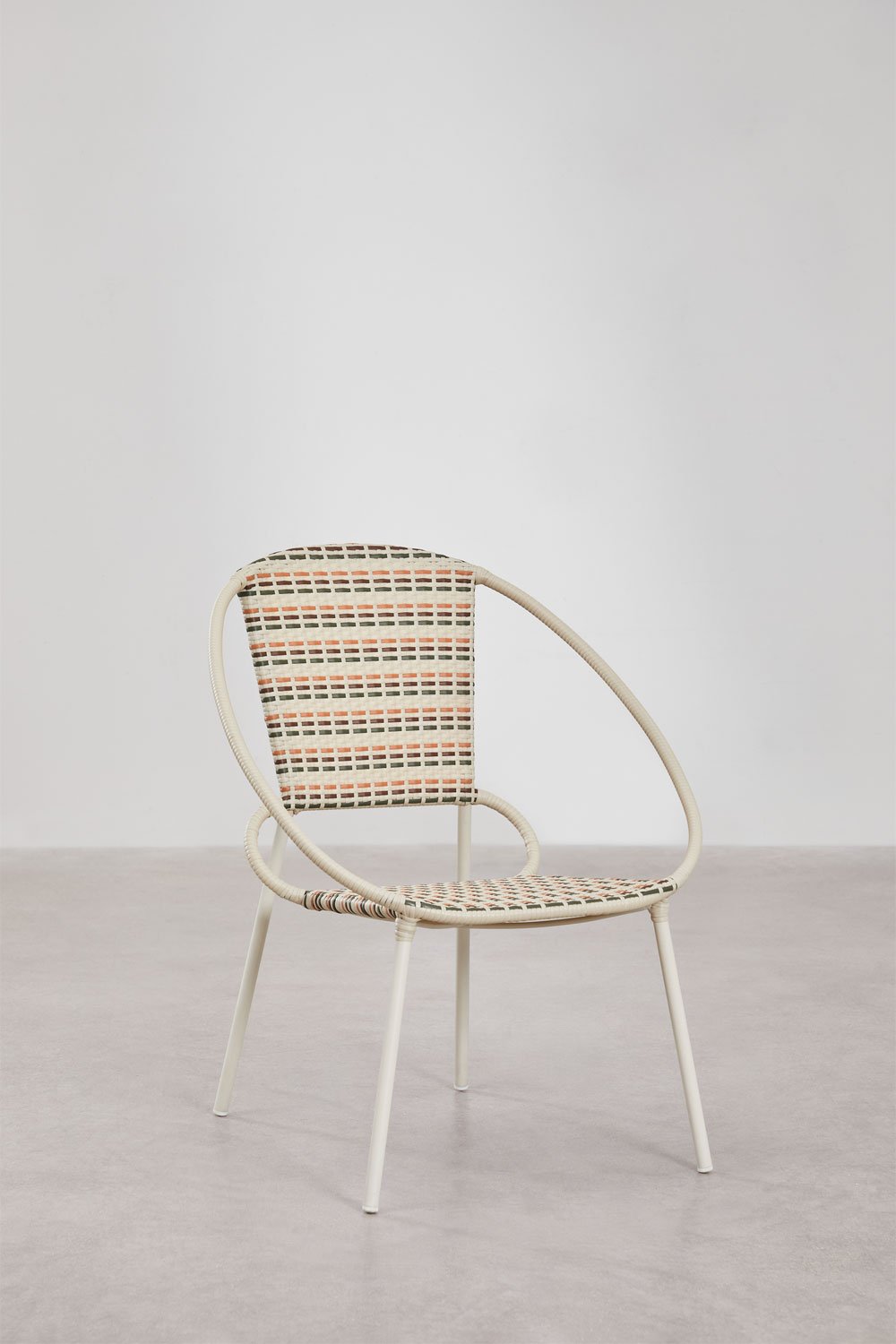 Maryland stackable armchair in steel and synthetic wicker, gallery image 1