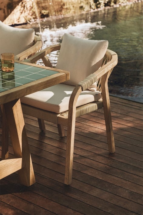 Acacia Wood Garden Chair with Armrests Dubai