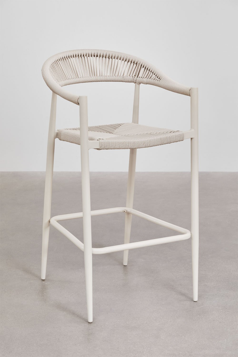 Amatria high garden stool in aluminium and braided rope, gallery image 1