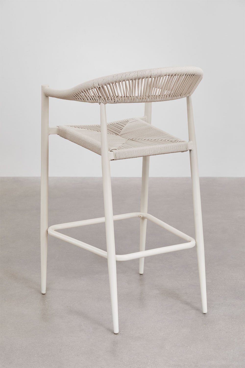 Pack of 2 high stools in aluminium and braided rope Amatria, gallery image 3