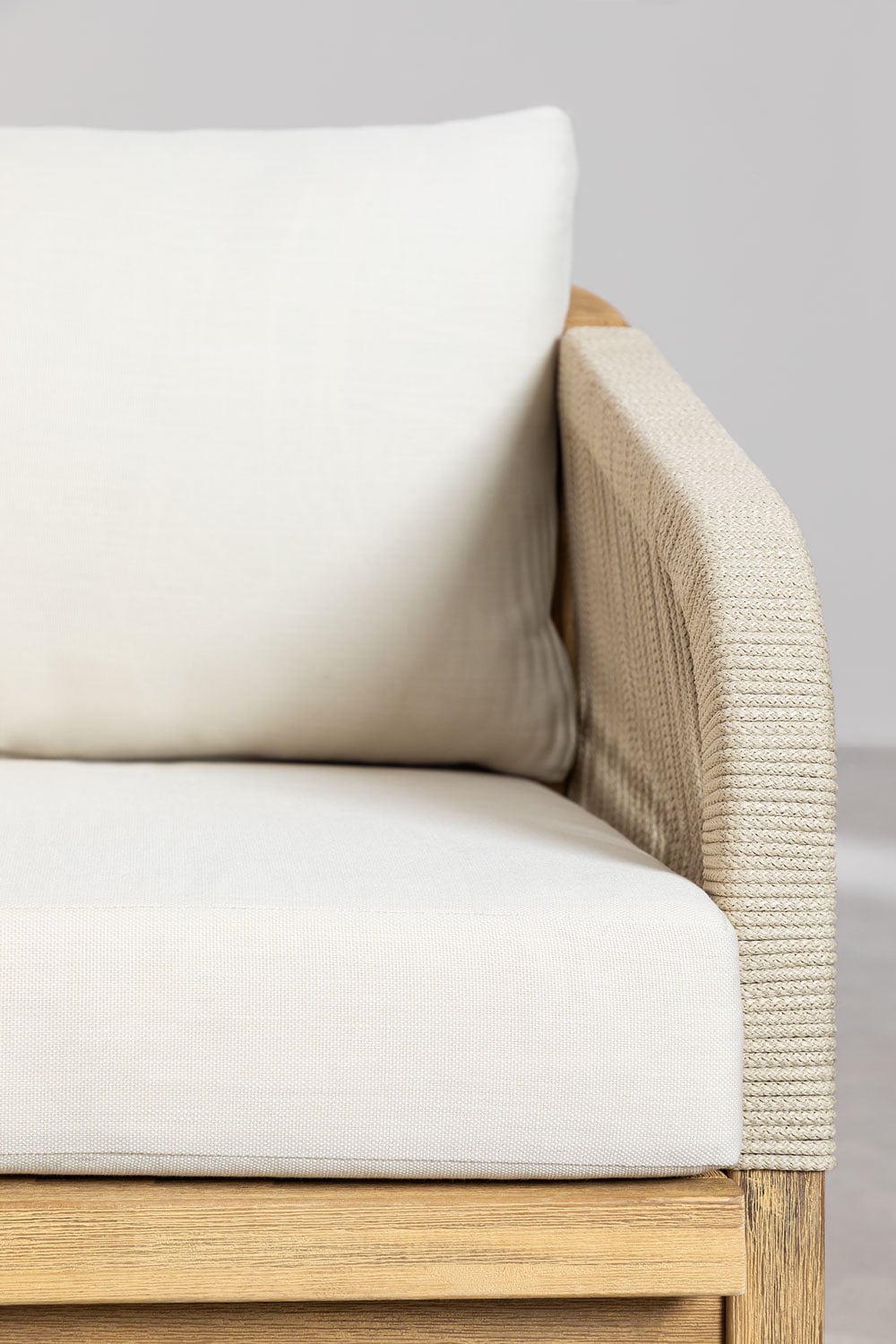 Living room set with 3-seater sofa, 2 armchairs, and acacia wood Dubai coffee table, gallery image 5